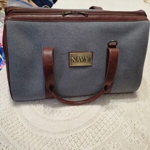 Bradford Exchange Navy Pride Widemouth Gray With Bronze Color Plaq Carryon Bag